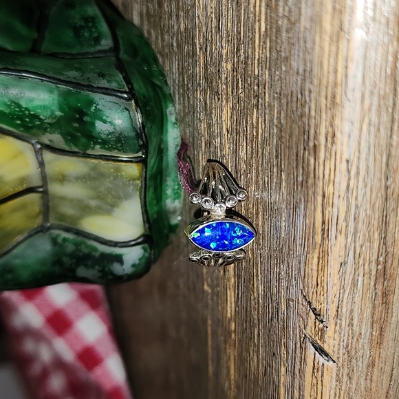 New Sterling silver Blue opal ring size 6.5 - Picture 2 of 6